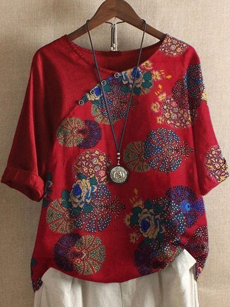 Vanessa | Short-sleeved floral shirt Boho style