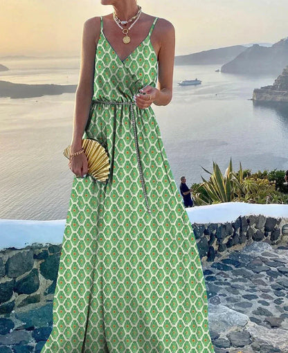 Colorful maxi dress with neckline
