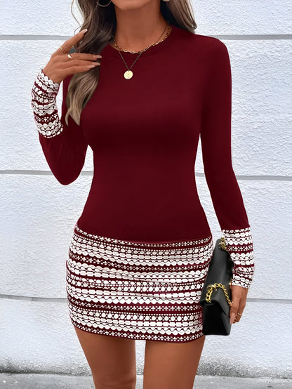 LP | Striped bodycon mini dress with round neckline