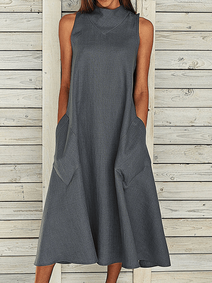 LP | Simple side pocket, women's casual dress, loose.