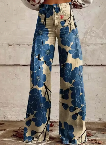 Wide pants with colorful print