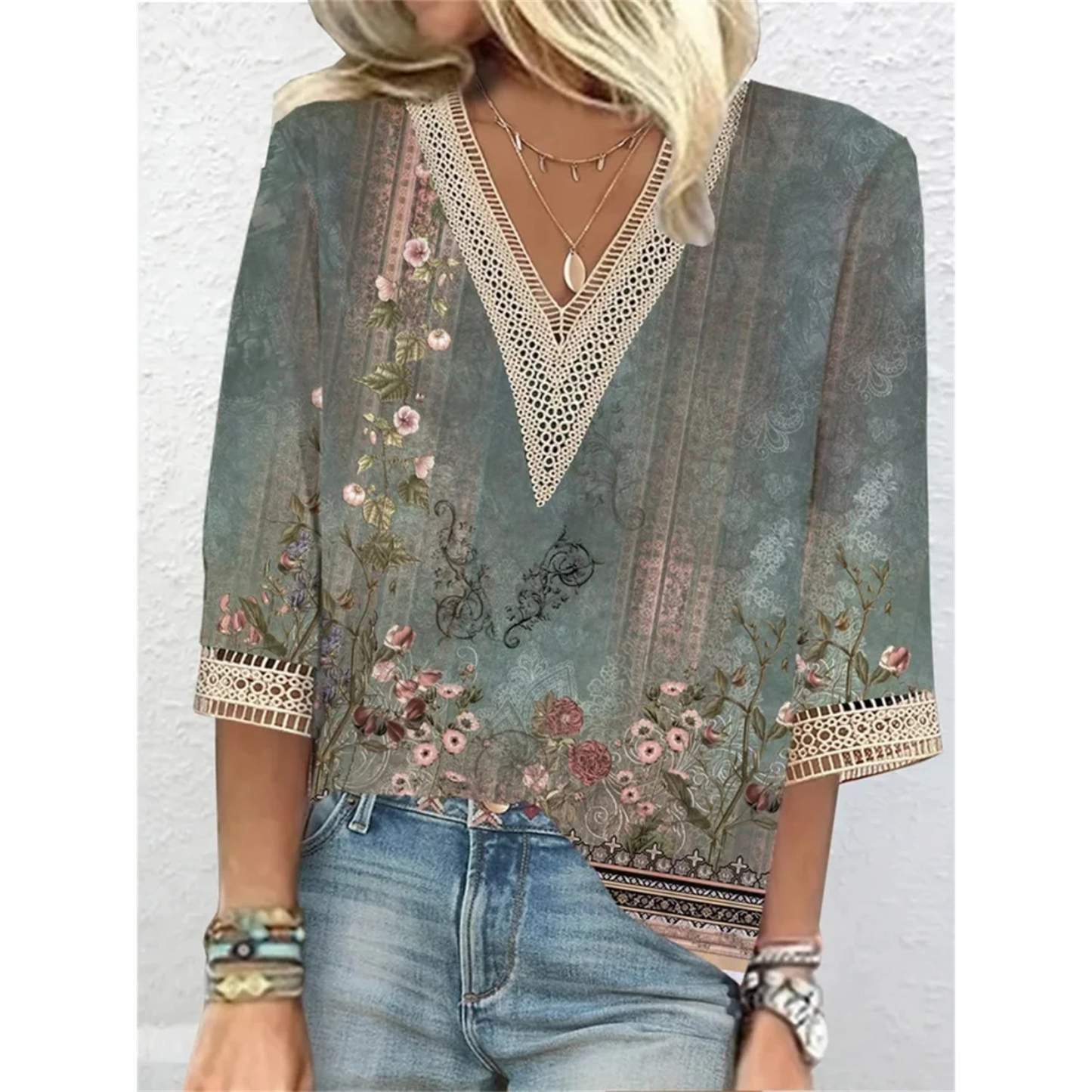 MonLu - V-Neck Blouse