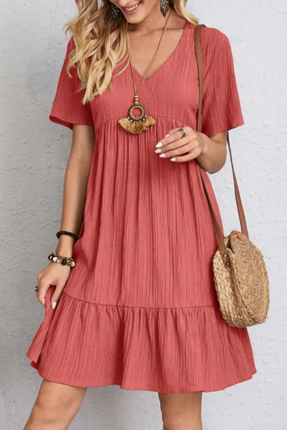 Chloe | Women's V-Neck Ruffle Dress