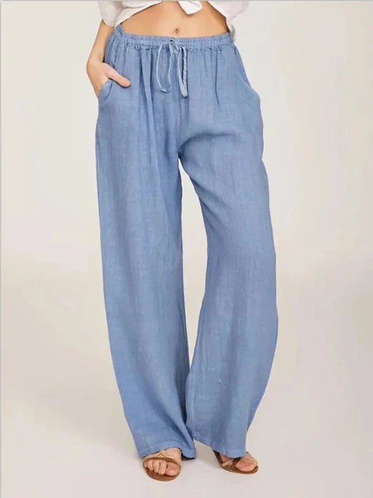 Linen-cotton pants