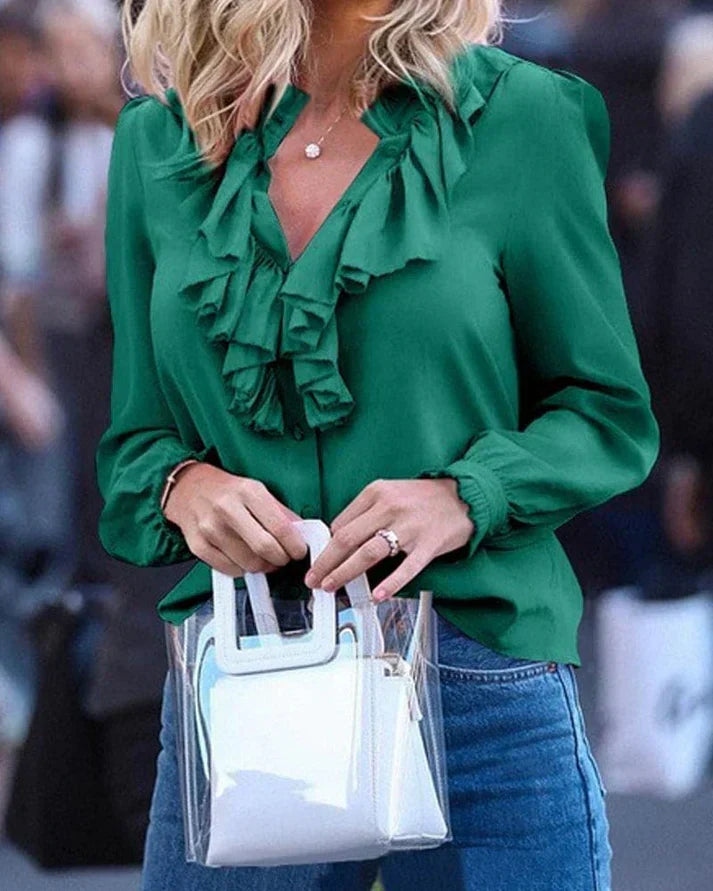 LP | Women's long-sleeved chiffon blouse with ruffles