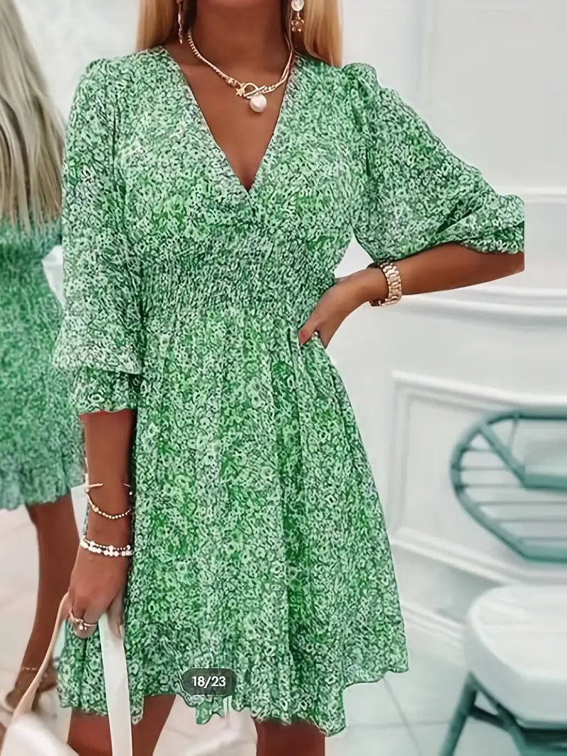 LP | Spring blouse dress with ruched waist and floral print