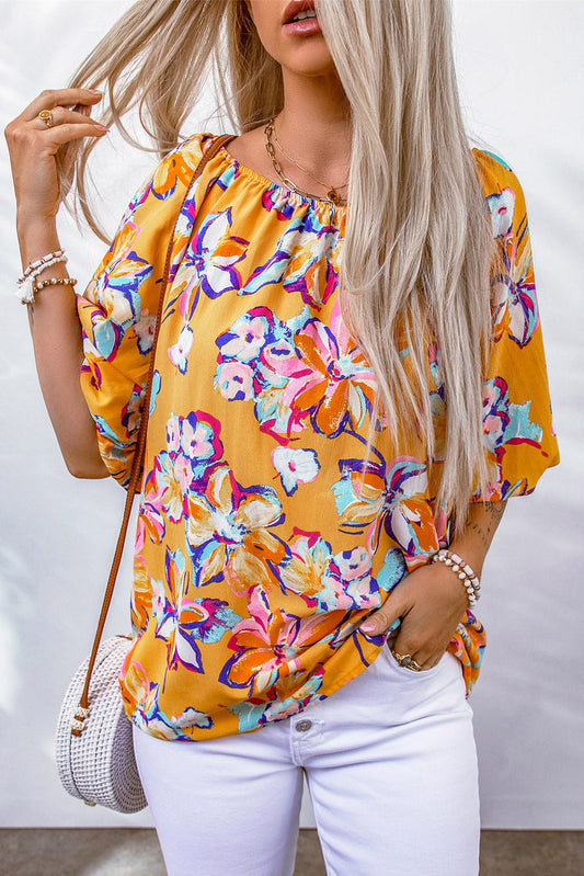 MonLu - Floral print blouse with elasticated waistband