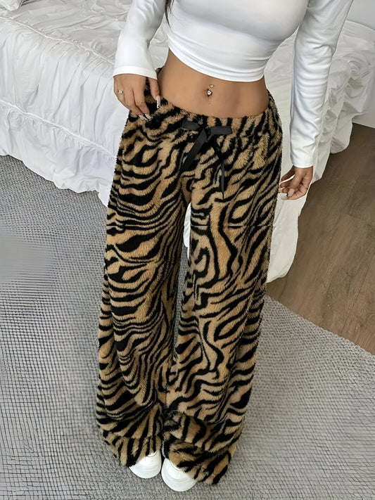 Hedvika | Elegant wide-leg zebra print pants for women