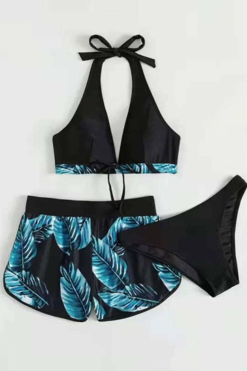 Ava | Women's 3-Piece Leaf Print Bikini Set