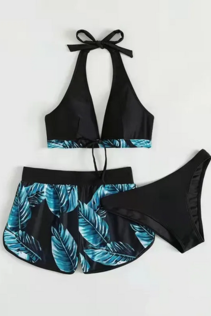 Ava | Women's 3-Piece Leaf Print Bikini Set