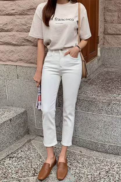 Eva | Women's White Straight-Leg Jeans