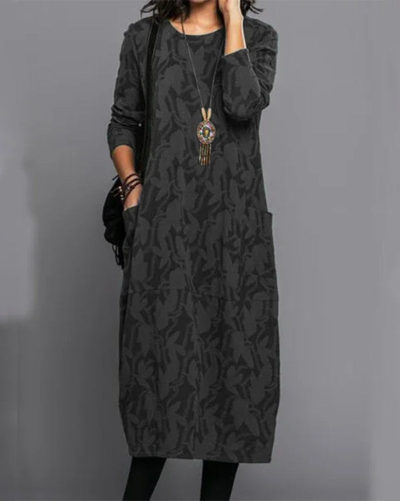 LP | Long-sleeved pocket dress with print