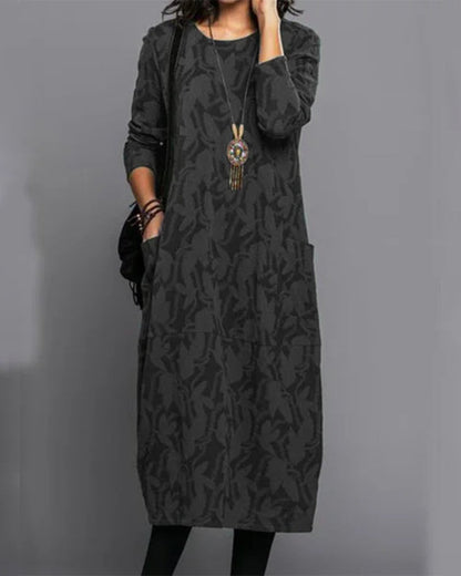 LP | Long-sleeved pocket dress with print