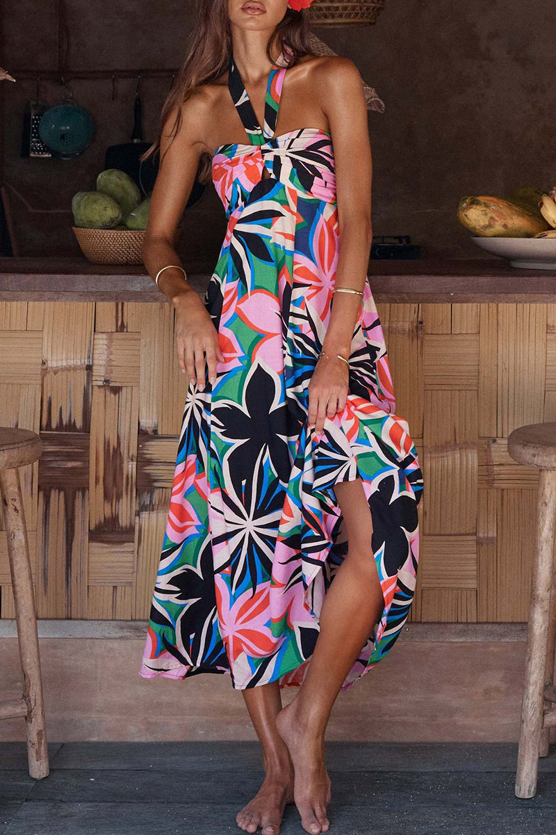 LP | bohemian turtleneck dress with floral print