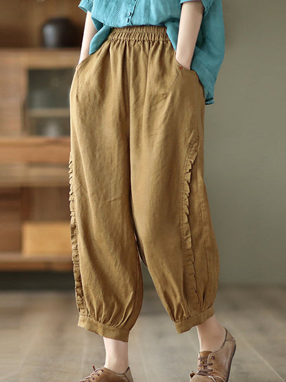 Short harem pants with ruffles
