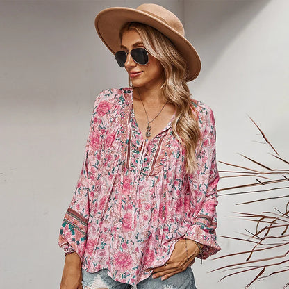 LP | fashionable long-sleeved boho blouse