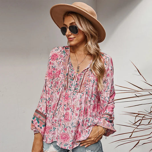 LP | fashionable long-sleeved boho blouse