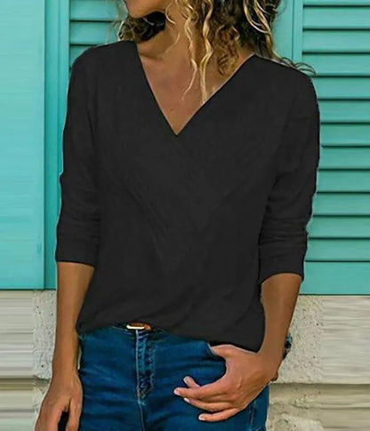 LP short v-neck and long sleeve t-shirts in solid color for leisure wear