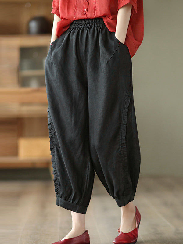 Short harem pants with ruffles