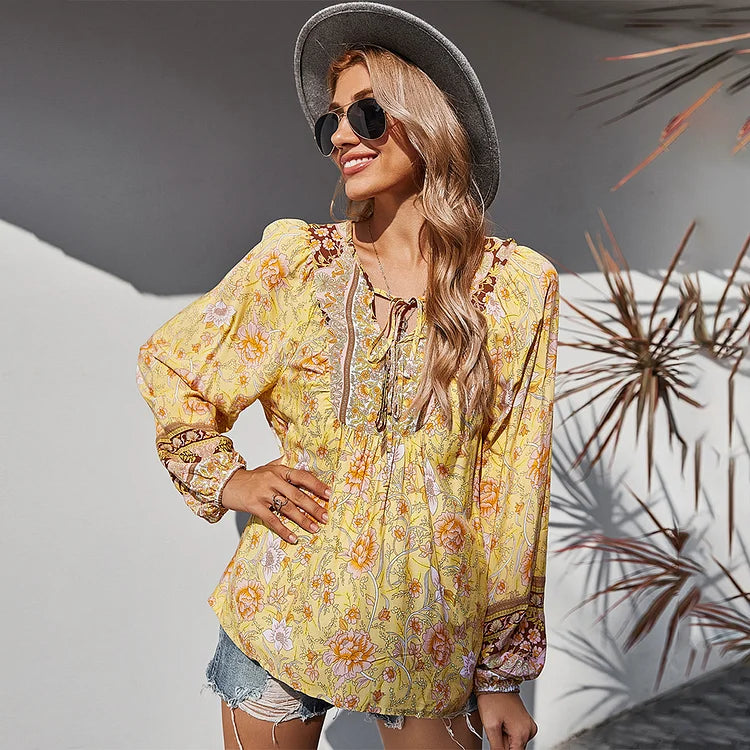 LP | fashionable long-sleeved boho blouse