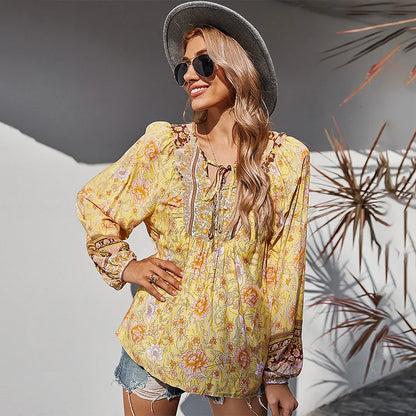 LP | fashionable long-sleeved boho blouse