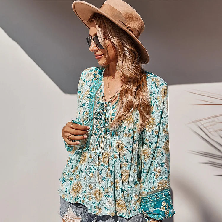 LP | fashionable long-sleeved boho blouse