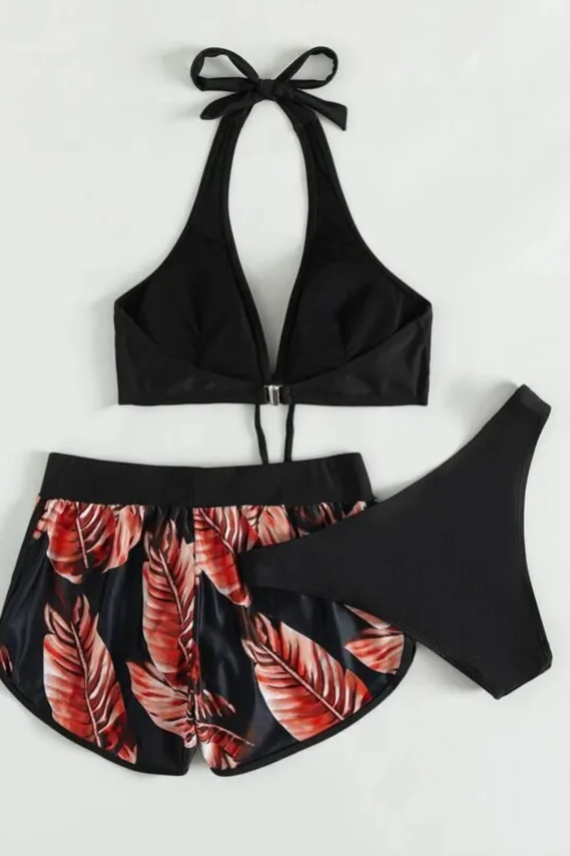 Ava | Women's 3-Piece Leaf Print Bikini Set