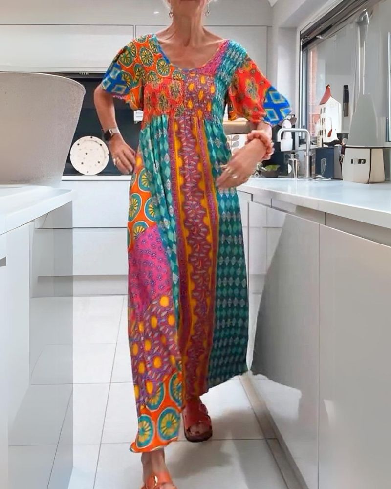 Bohemian dress with paisley pattern