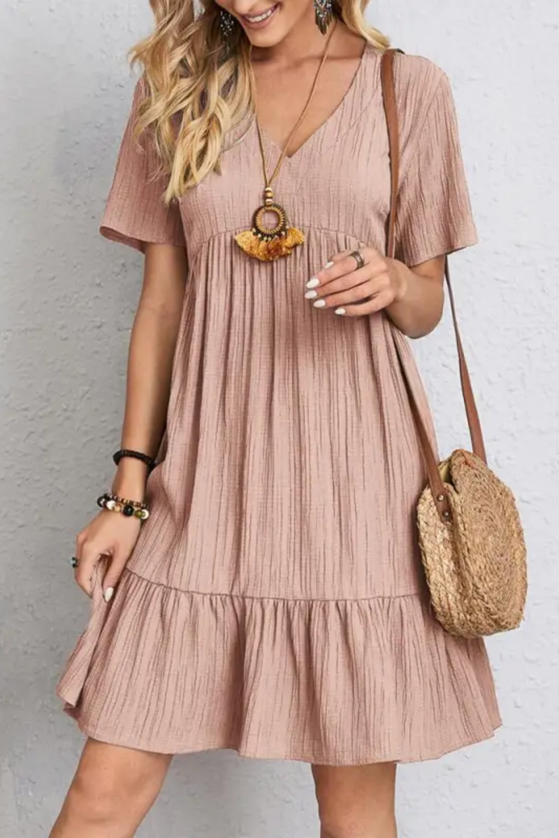 Chloe | Women's V-Neck Ruffle Dress