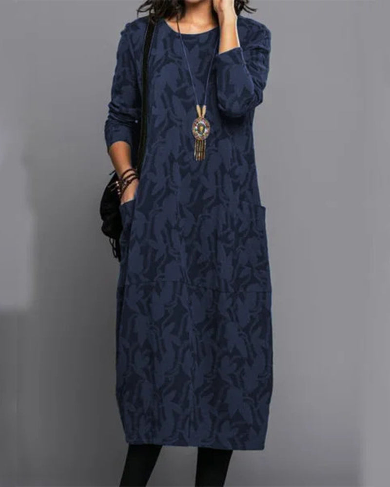 LP | Long-sleeved pocket dress with print