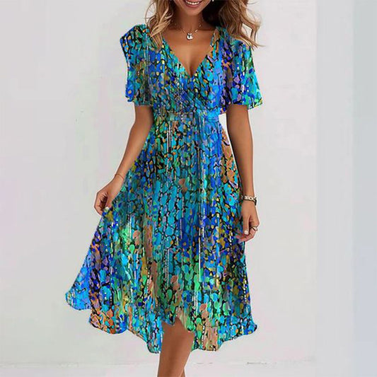 LP | Blue midi dress with short sleeves