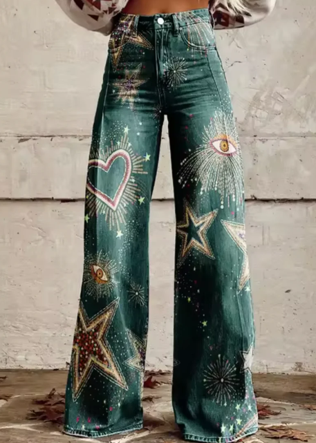 Wide pants with colorful print