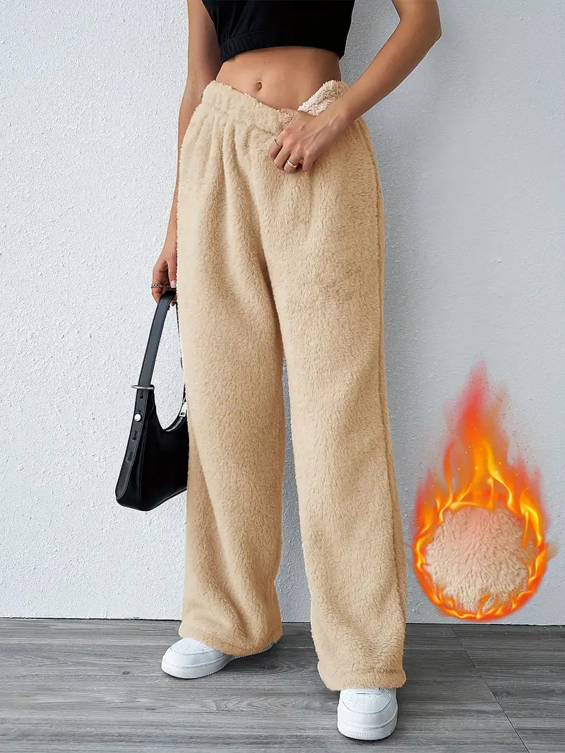 High-waisted elastic pants for women