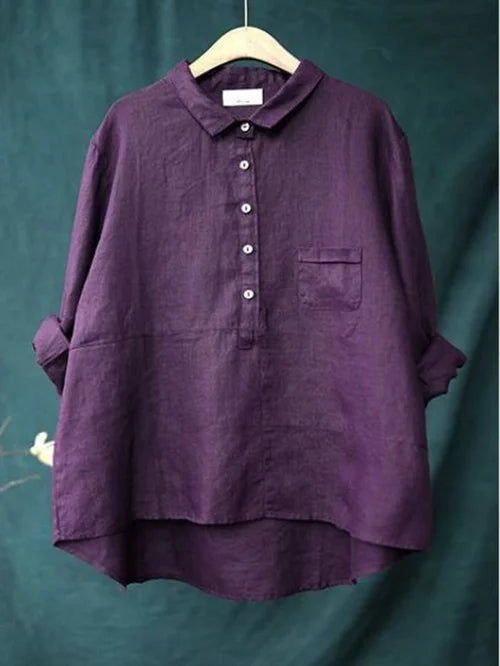 Madeleine | Women's long-sleeved casual blouse | Down button placket