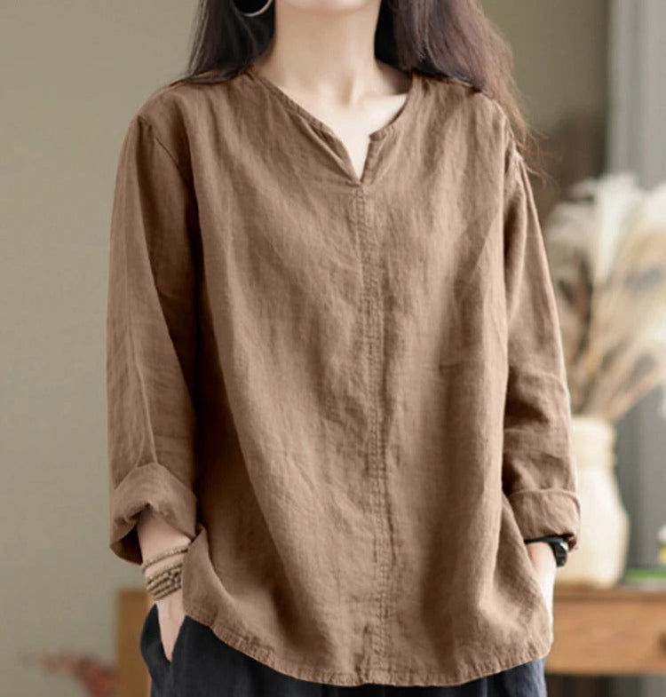 LP | V-neck cotton blouse