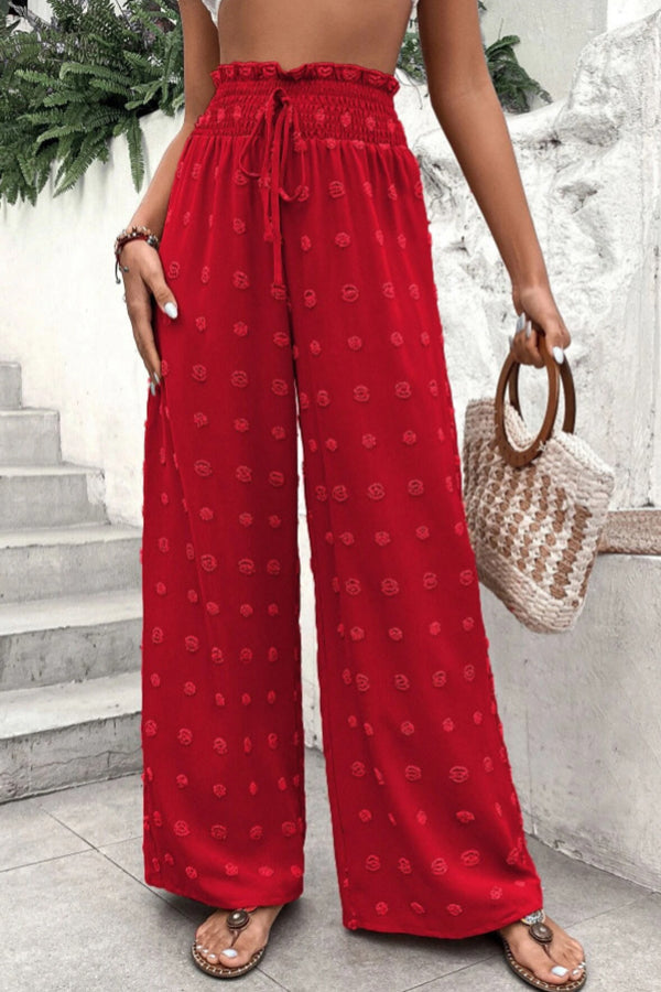 jacquard pants with high waist and wide legs