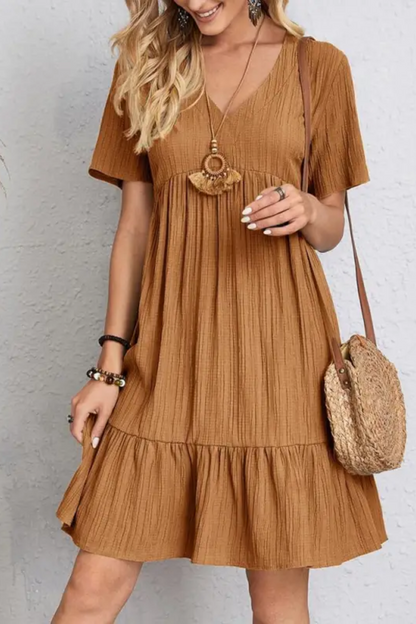 Chloe | Women's V-Neck Ruffle Dress