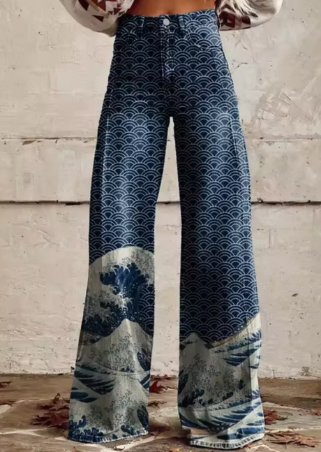 Wide pants with colorful print