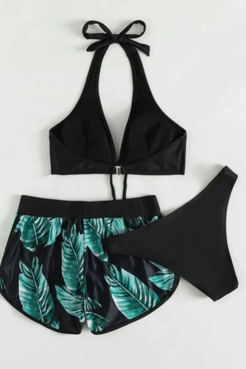Ava | Women's 3-Piece Leaf Print Bikini Set
