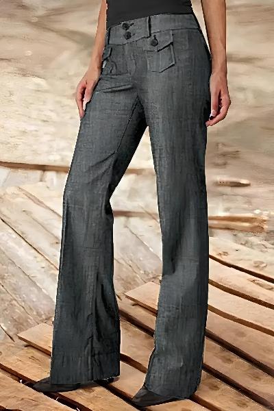 Elegant pants with button fly for ladies