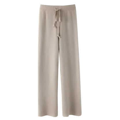 Malina | Comfortable knitted wool pants with wide legs