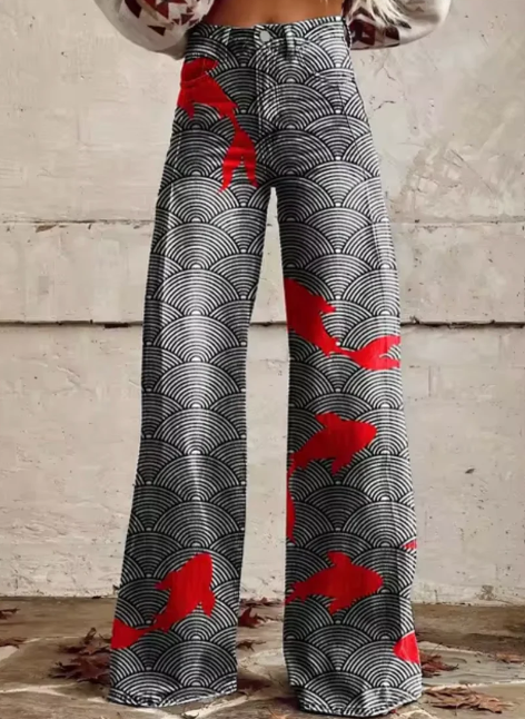 Wide pants with colorful print