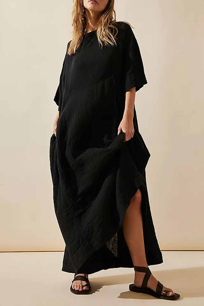 LP | Trendy short-sleeved, loose-fitting dress with ruched look for plus sizes