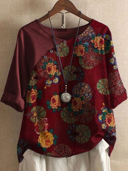 Vanessa | Short-sleeved floral shirt Boho style