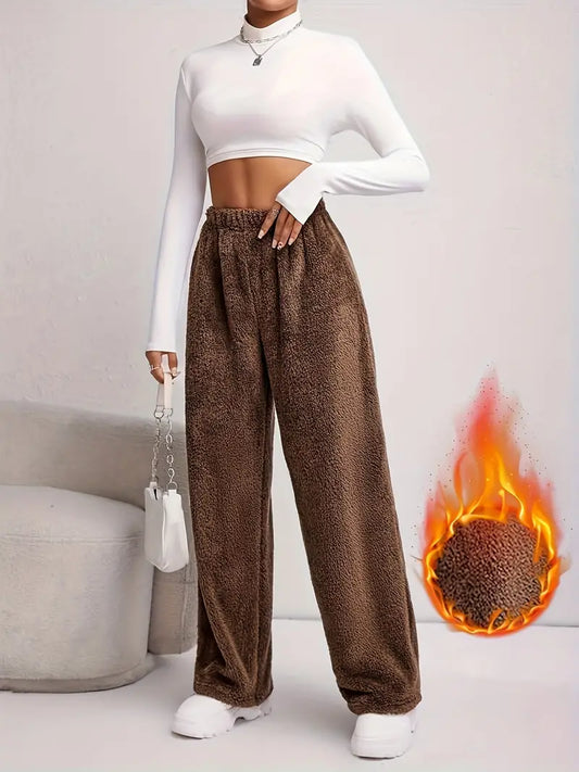 High-waisted elastic pants for women