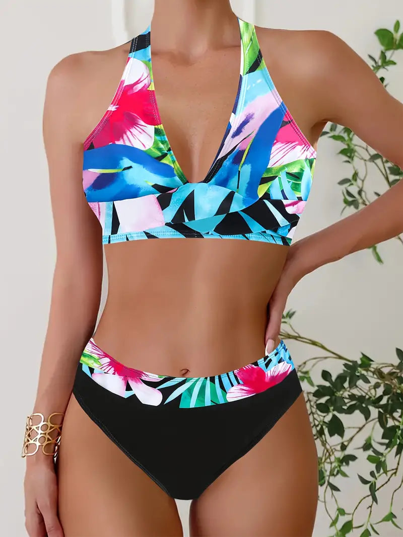 Stylish Halter Cross Bikini