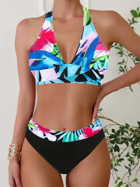 Stylish Halter Cross Bikini