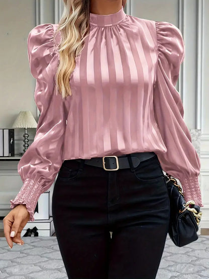LP | Blouse with high neck and puff sleeves