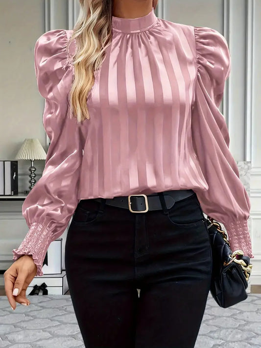 LP | Blouse with high neck and puff sleeves