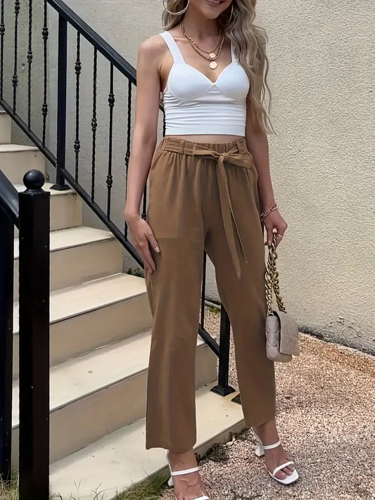 plain casual pants with tie